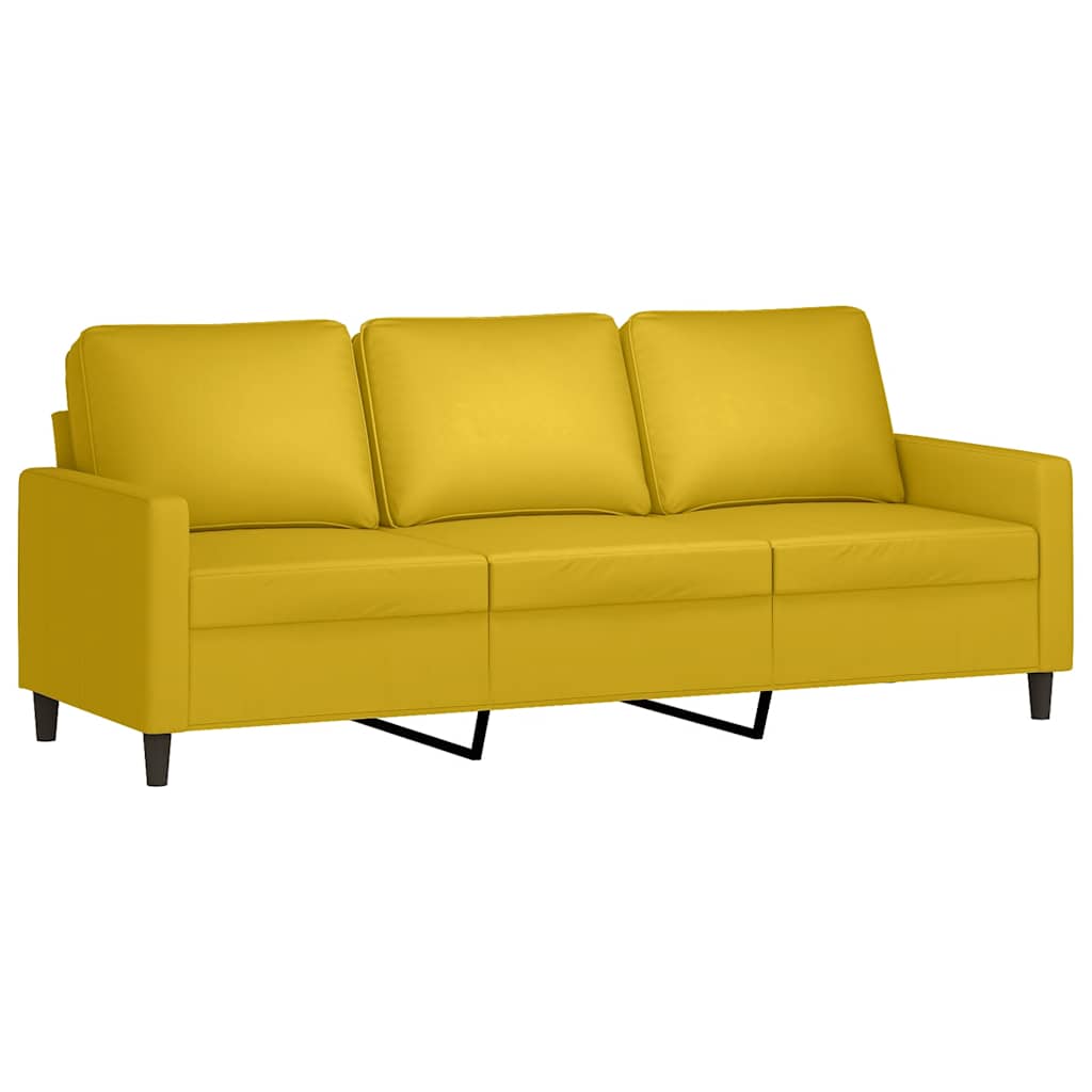 3-dijelni set sofa s jastucima žuti baršunasti