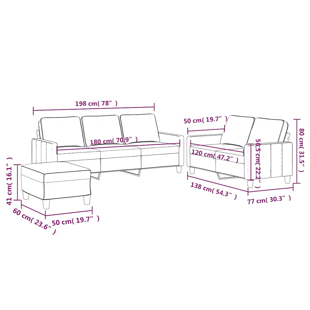 3-dijelni set sofa s jastucima žuti baršunasti