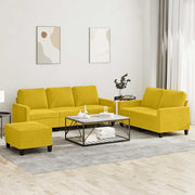 3-dijelni set sofa s jastucima žuti baršunasti