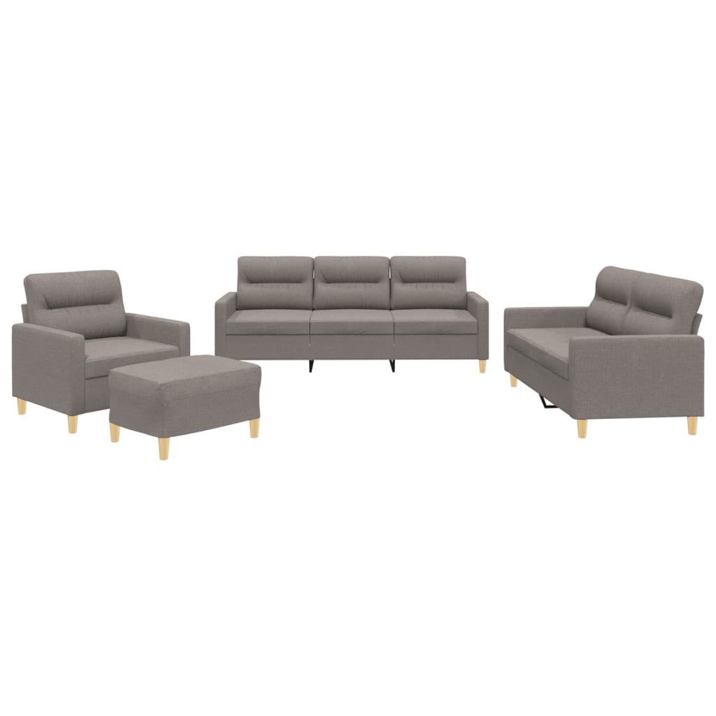 4-dijelni set sofa s jastucima smeđesivi od tkanine