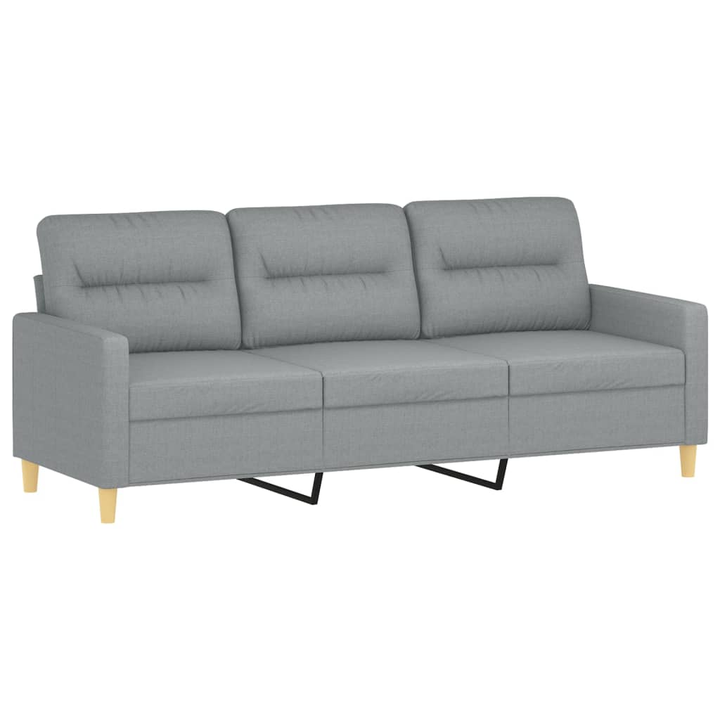 3-dijelni set sofa s jastucima svjetlosivi od tkanine
