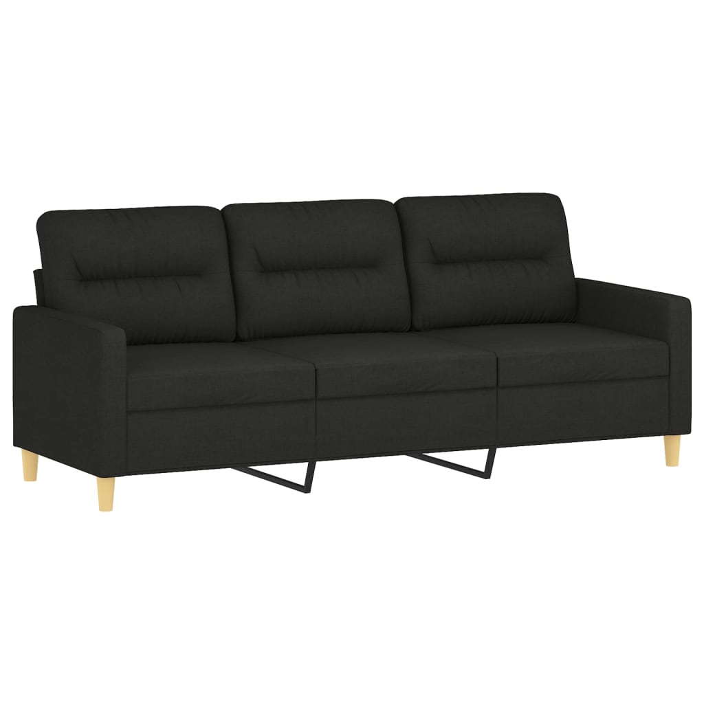 3-dijelni set sofa s jastucima crni od mikrovlakana
