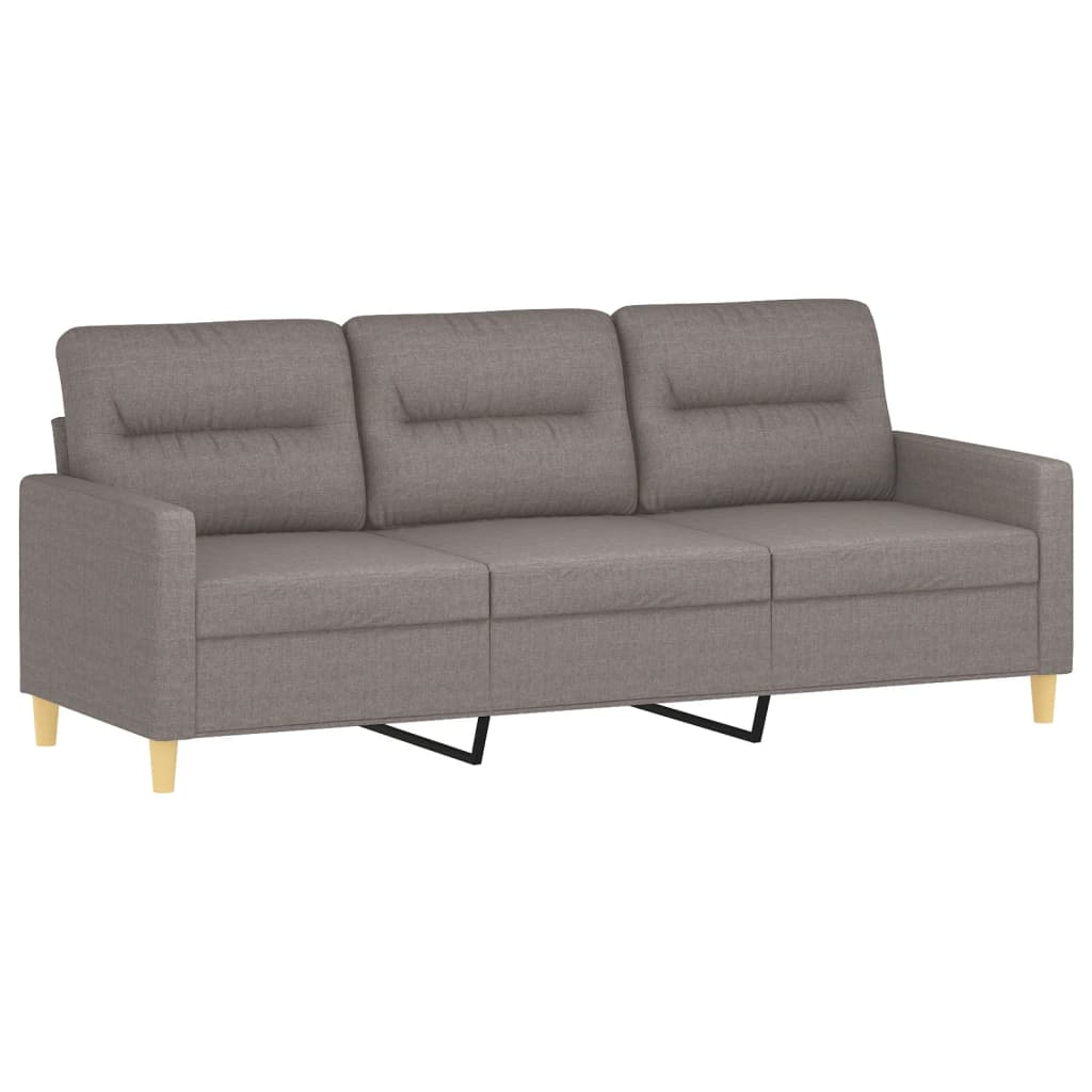 3-dijelni set sofa s jastucima smeđesivi od tkanine