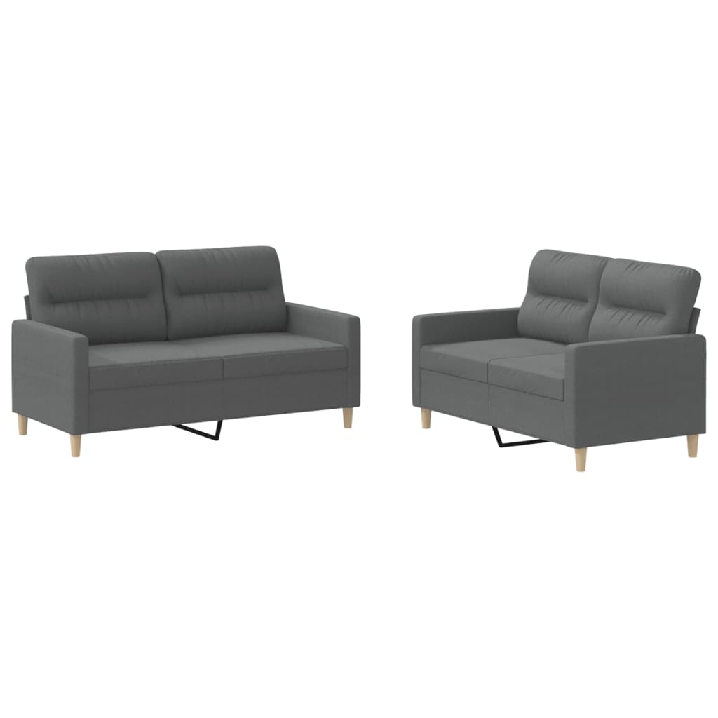 2-dijelni set sofa s jastucima tamnosivi od tkanine