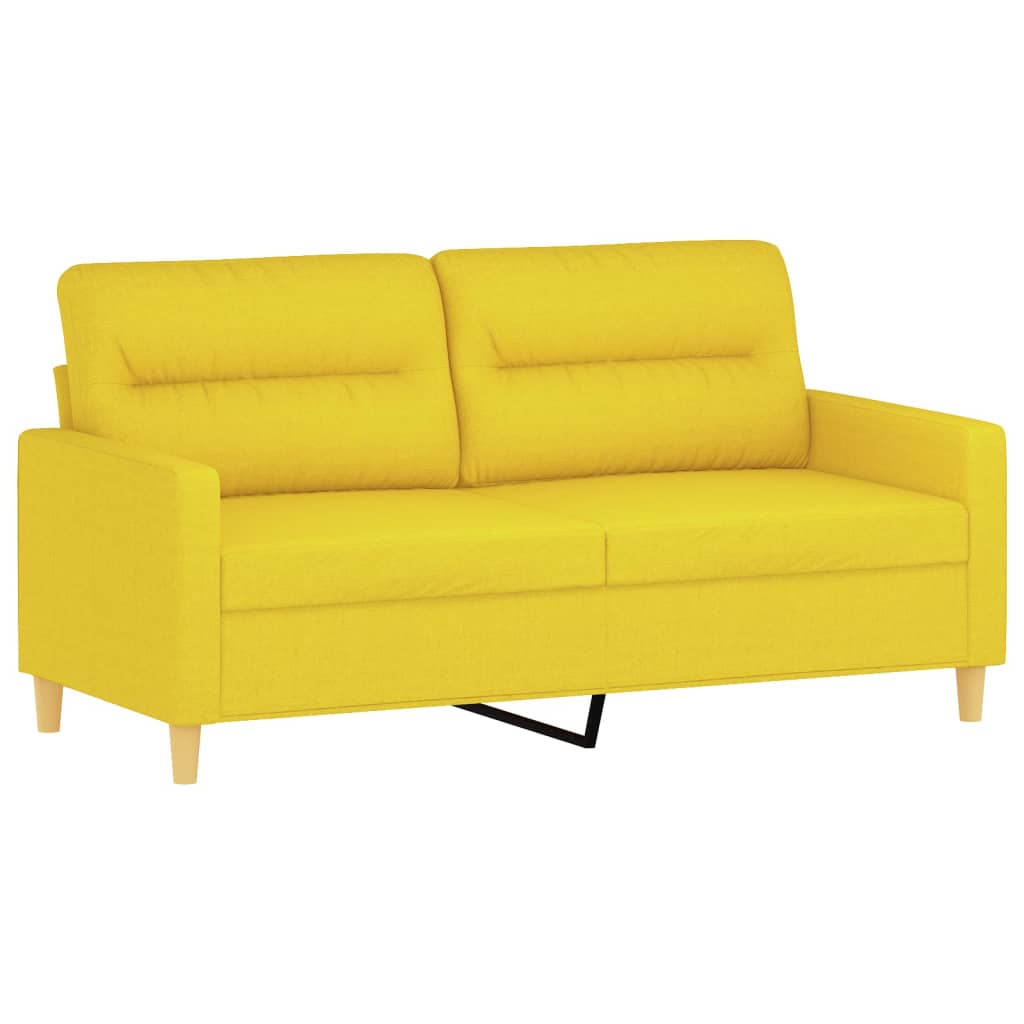 2-dijelni set sofa s jastucima svjetložuti od tkanine