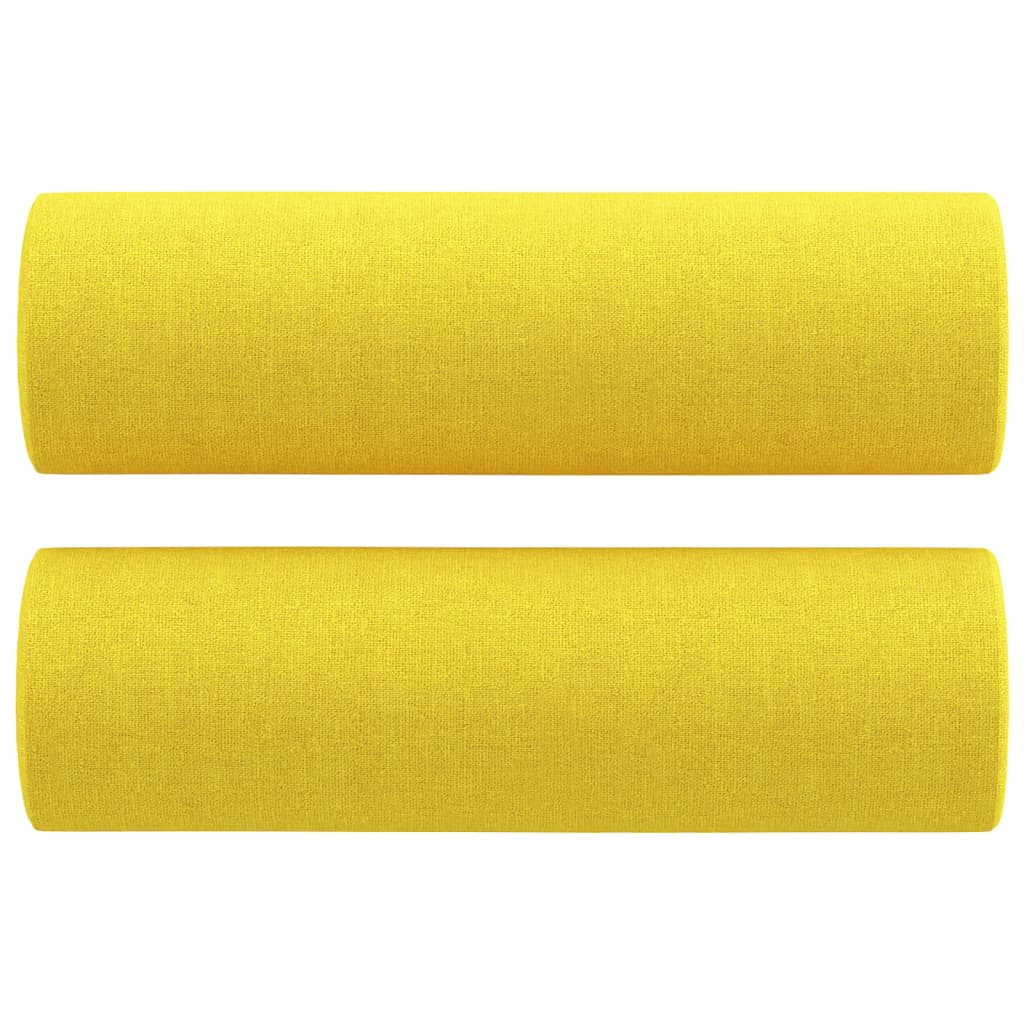 3-dijelni set sofa s jastucima svjetložuti od tkanine