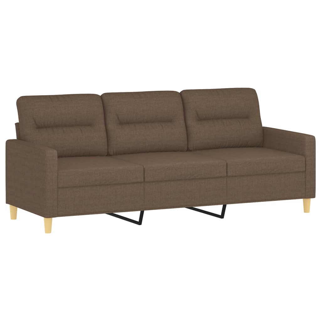 3-dijelni set sofa s jastucima smeđi od tkanine