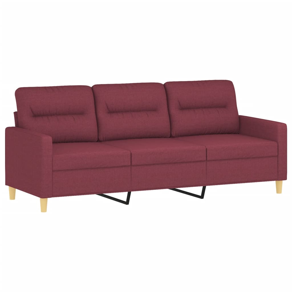 3-dijelni set sofa s jastucima crvena boja vina od tkanine