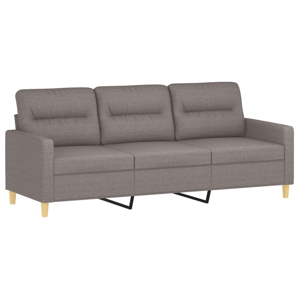 3-dijelni set sofa s jastucima smeđesivi od tkanine