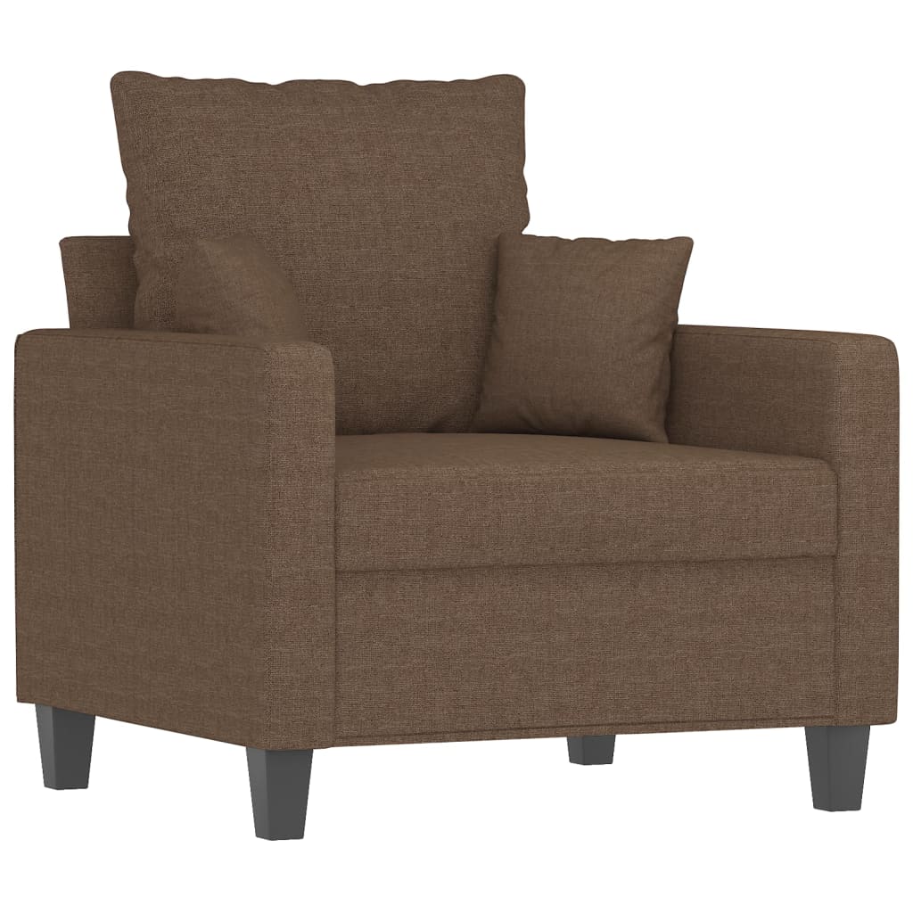 3-dijelni set sofa s jastucima smeđi od tkanine