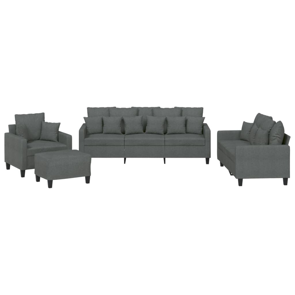 4-dijelni set sofa s jastucima tamnosivi od tkanine