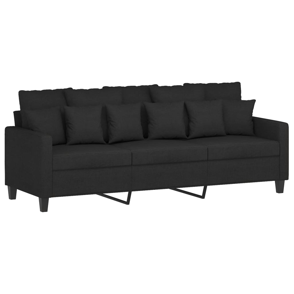 4-dijelni set sofa s jastucima crni od tkanine