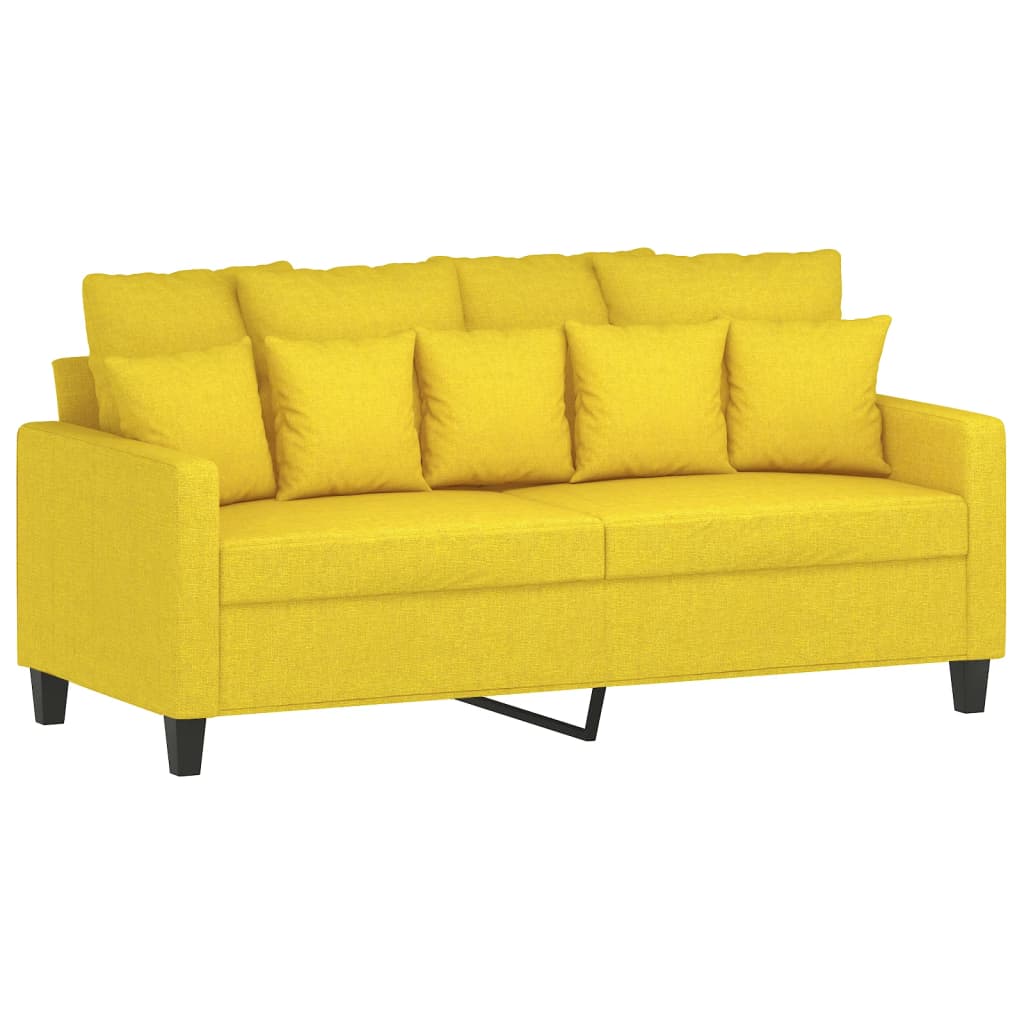 2-dijelni set sofa s jastucima svjetložuti od tkanine