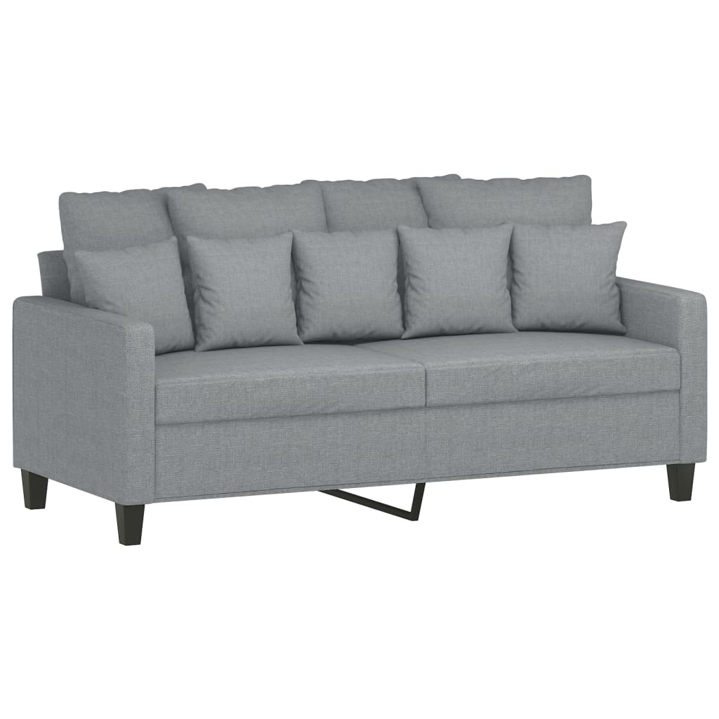 3-dijelni set sofa s jastucima svjetlosivi od tkanine