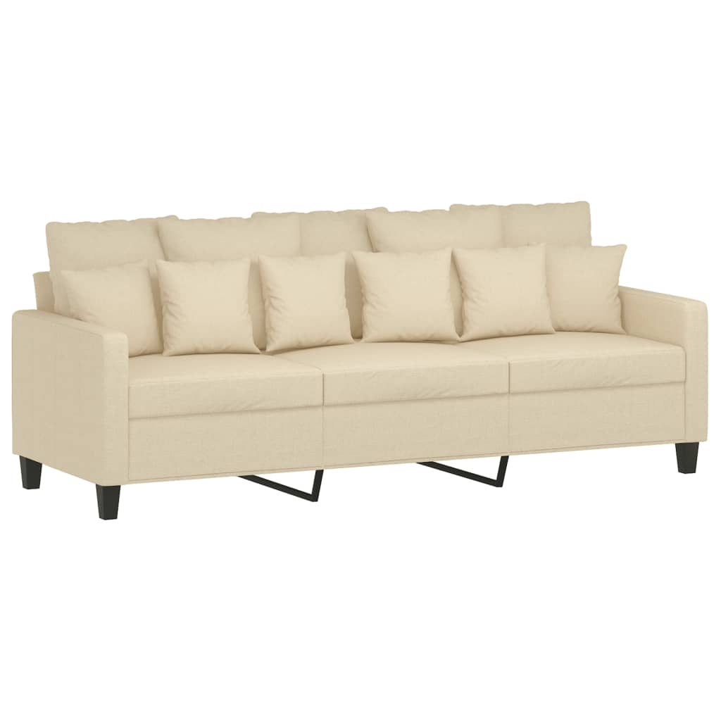 2-dijelni set sofa s jastucima krem od tkanine