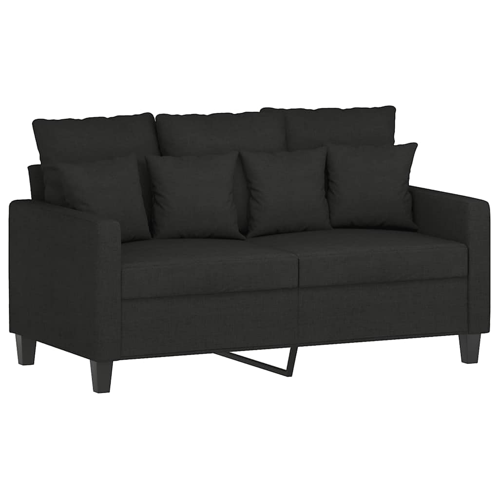 2-dijelni set sofa s jastucima crni od tkanine