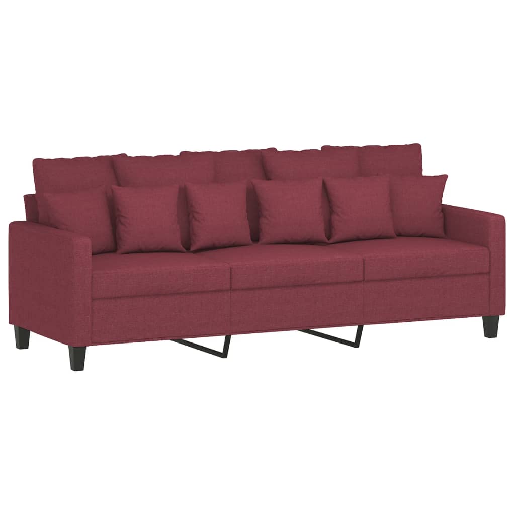 2-dijelni set sofa s jastucima crvena boja vina od tkanine