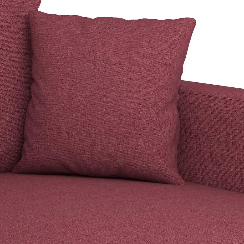 2-dijelni set sofa s jastucima crvena boja vina od tkanine