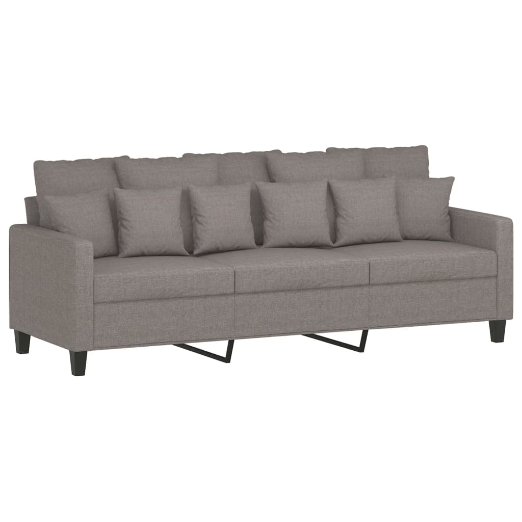 3-dijelni set sofa s jastucima smeđesivi od tkanine