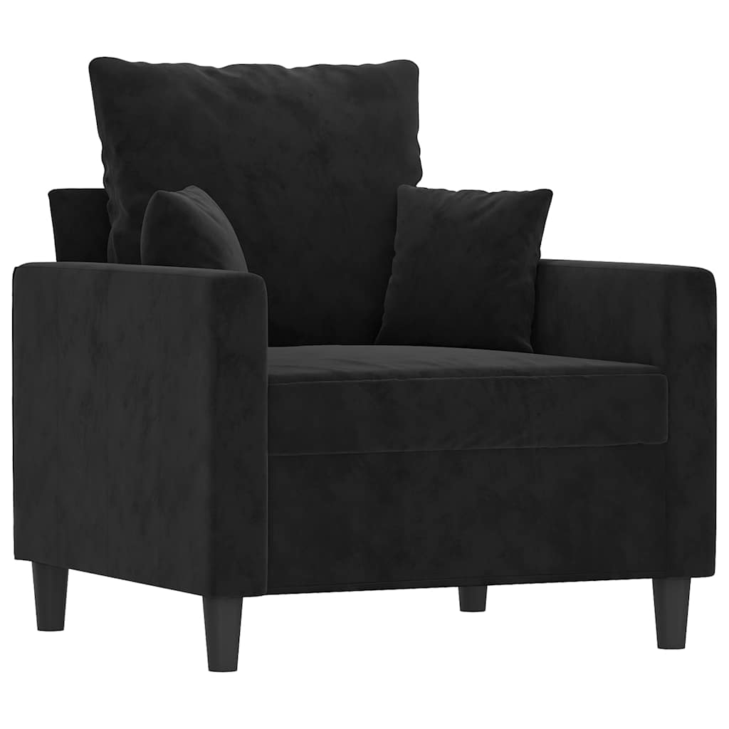 3-dijelni set sofa s jastucima crni baršunasti