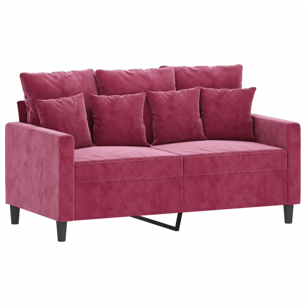 4-dijelni set sofa s jastucima crvena boja vina baršunasti