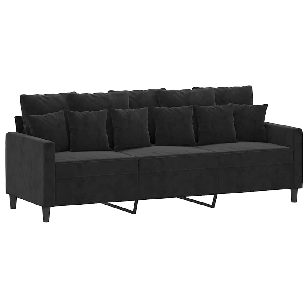 4-dijelni set sofa s jastucima crni baršunasti