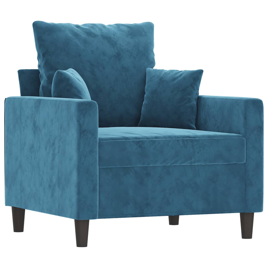 4-dijelni set sofa s jastucima plavi baršunasti