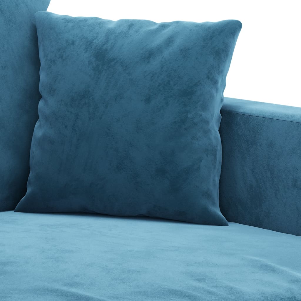 4-dijelni set sofa s jastucima plavi baršunasti
