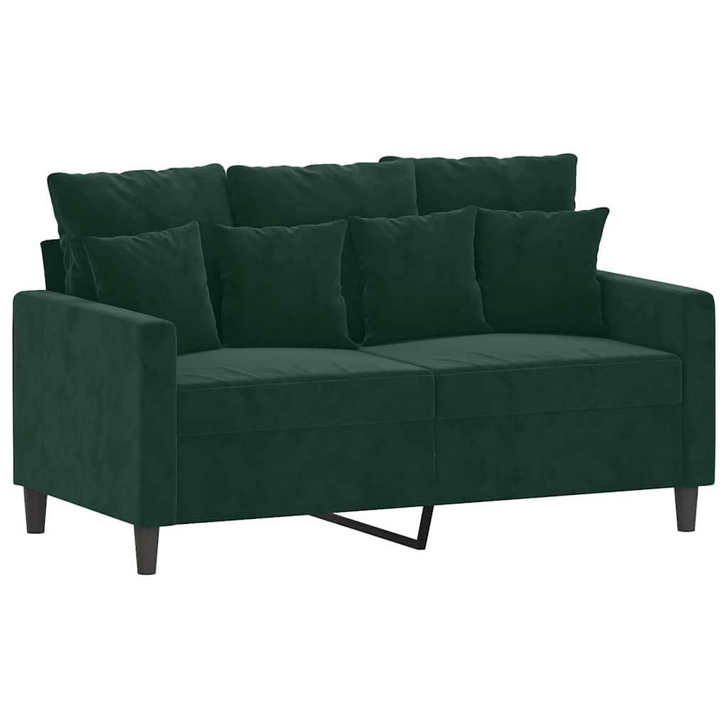2-dijelni set sofa s jastucima tamnozeleni baršunasti