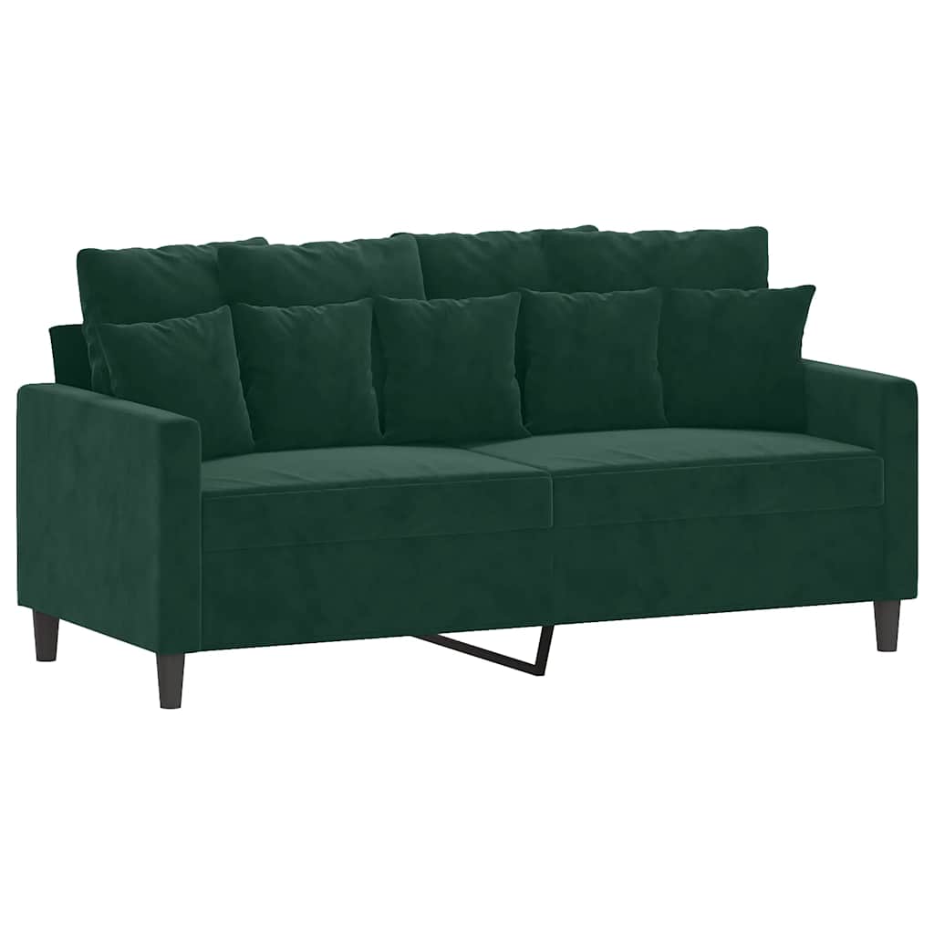 2-dijelni set sofa s jastucima tamnozeleni baršunasti