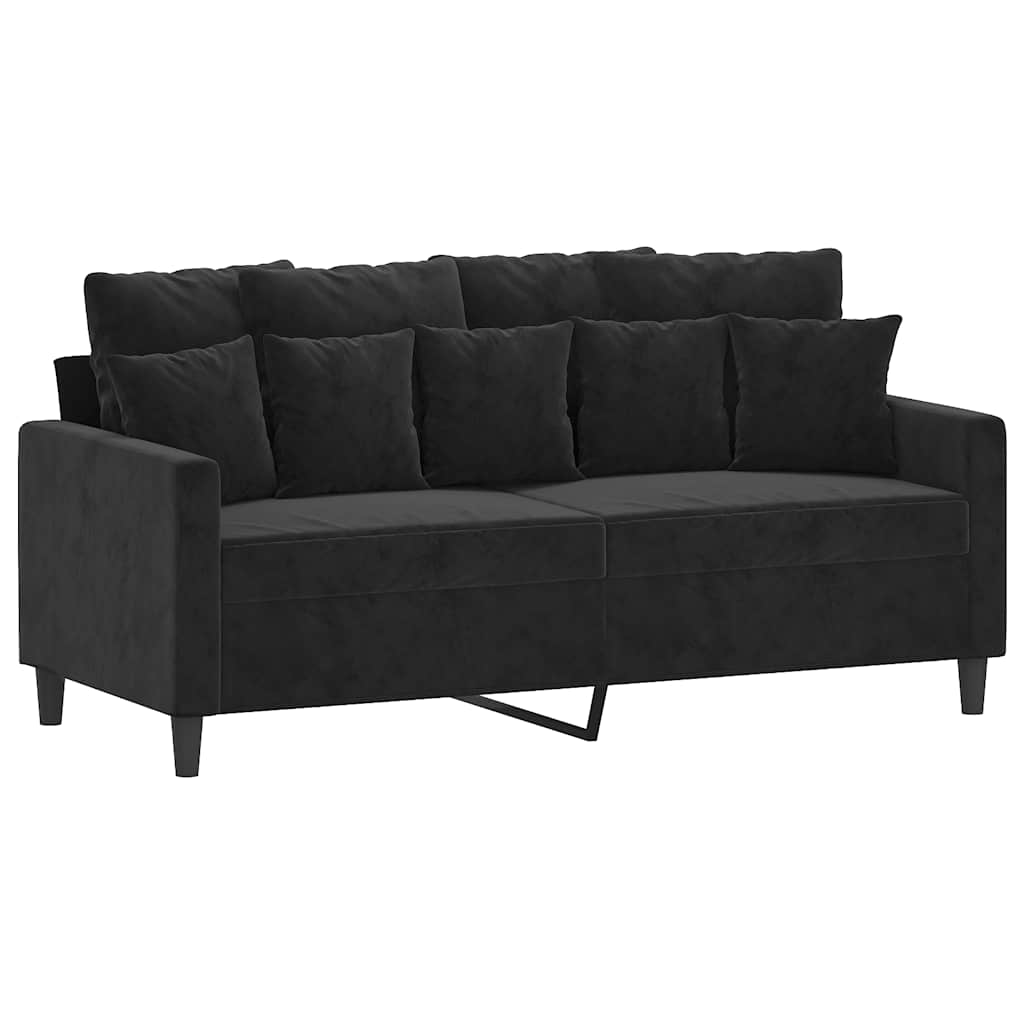 2-dijelni set sofa s jastucima crni baršunasti