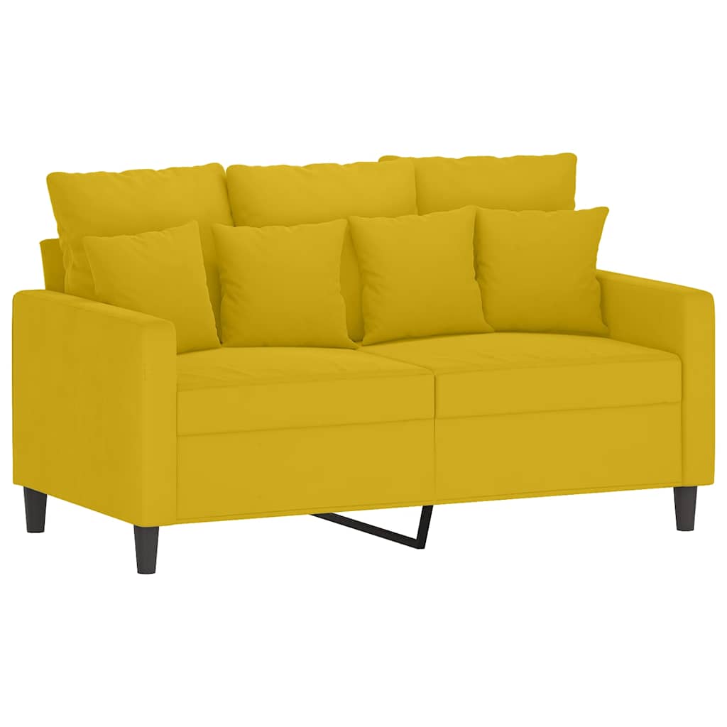 2-dijelni set sofa s jastucima žuti baršunasti