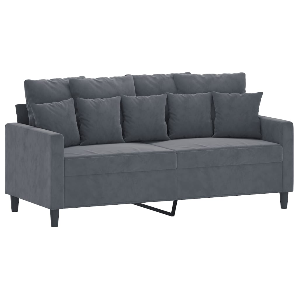 3-dijelni set sofa s jastucima tamnosivi baršunasti
