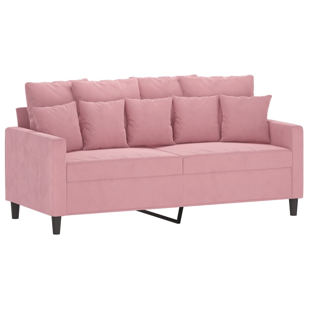 3-dijelni set sofa s jastucima ružičasti baršunasti