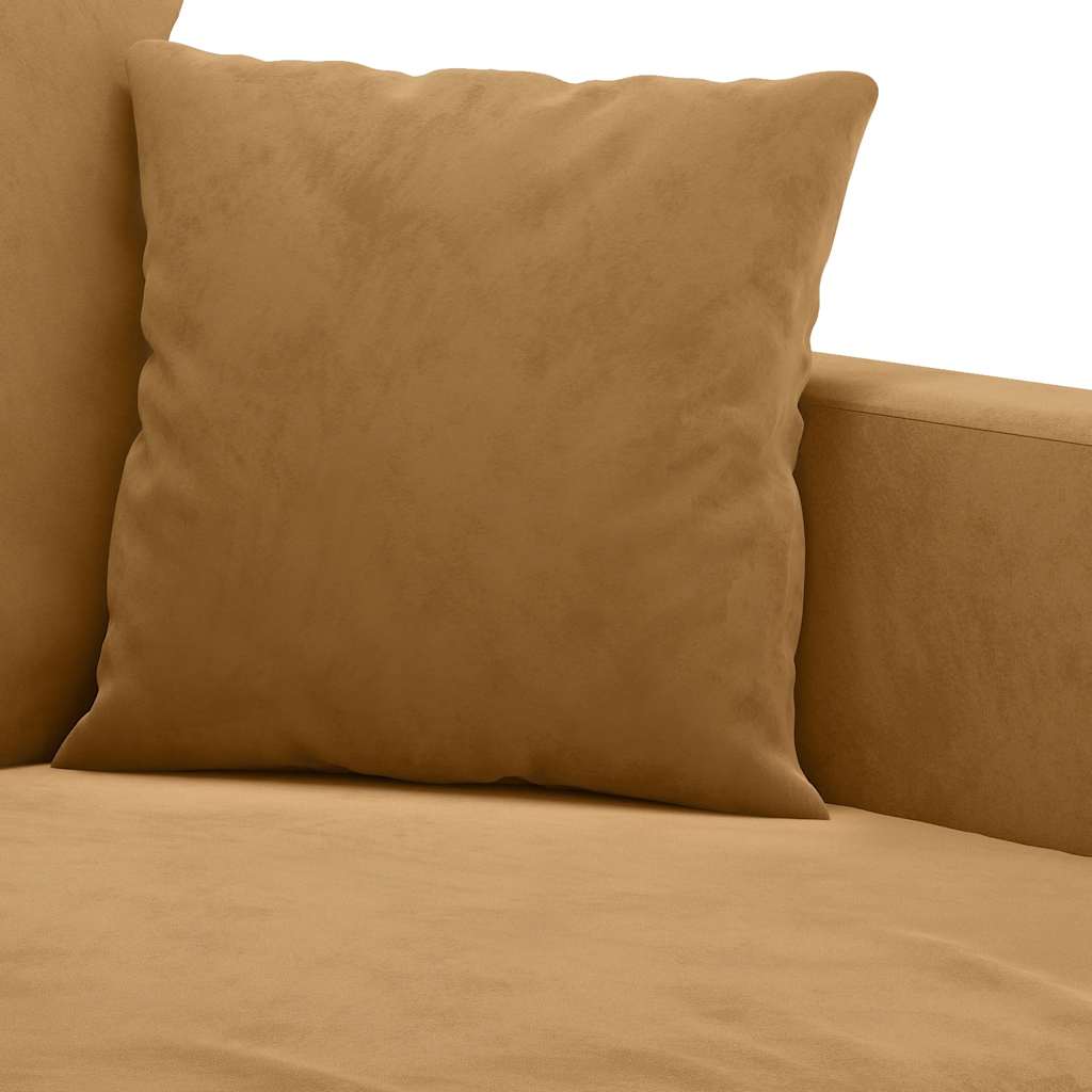 3-dijelni set sofa s jastucima smeđi baršunasti