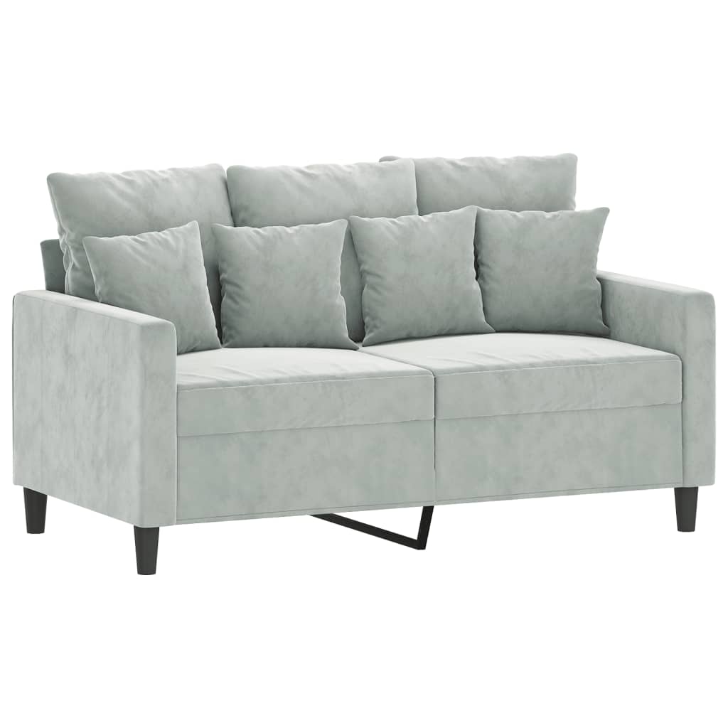 2-dijelni set sofa s jastucima svjetlosivi baršunasti