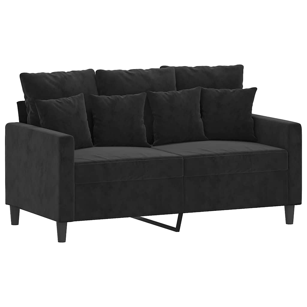 2-dijelni set sofa s jastucima crni baršunasti