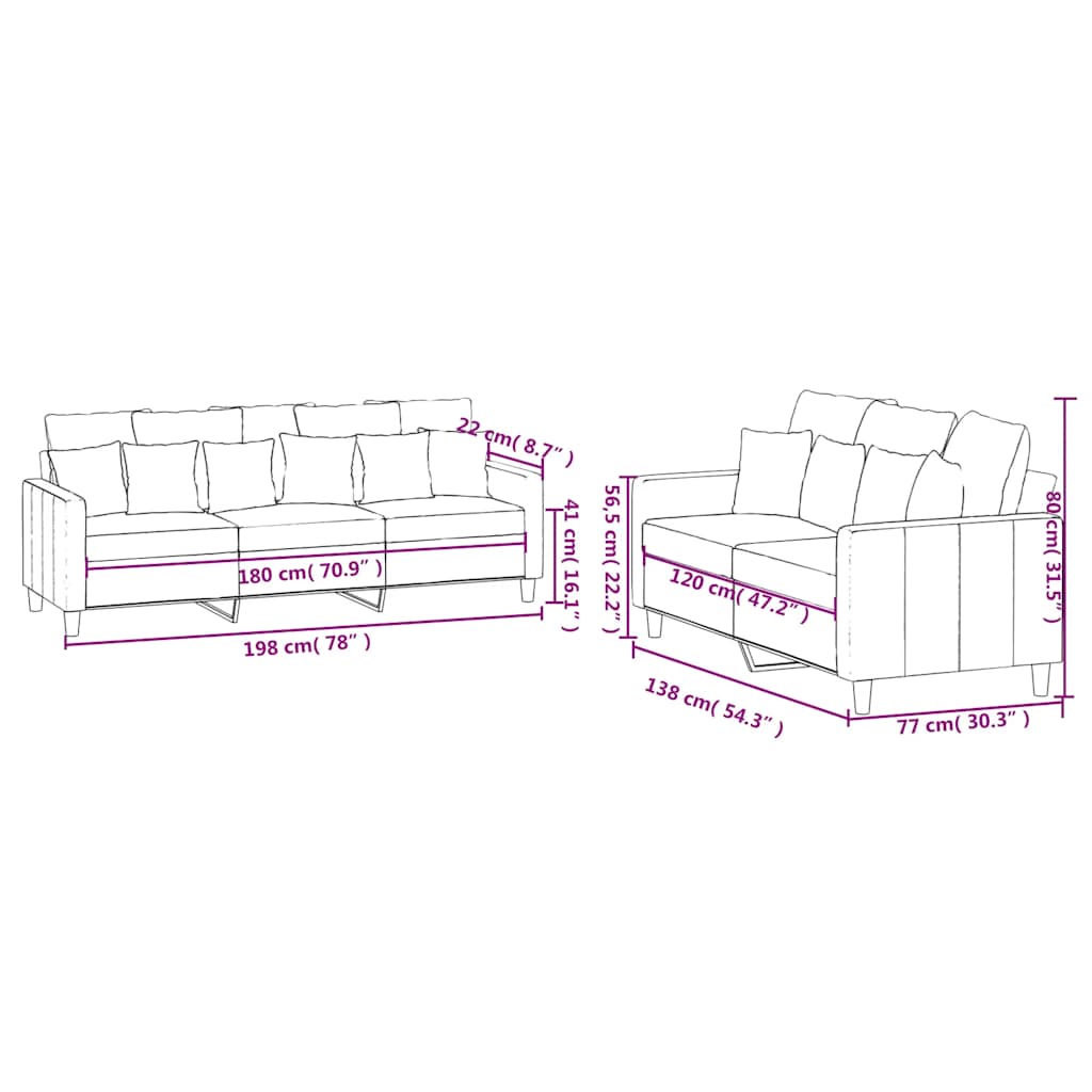 2-dijelni set sofa s jastucima crni baršunasti