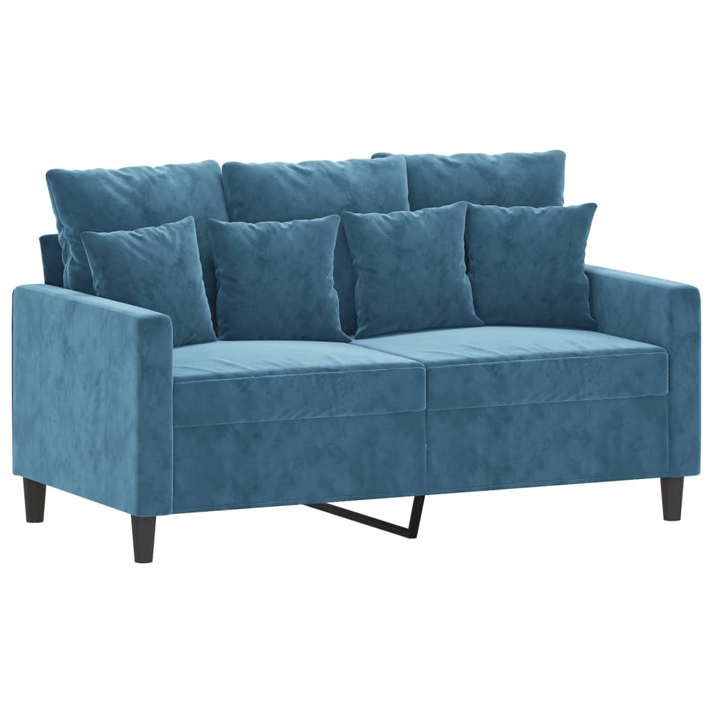 2-dijelni set sofa s jastucima plavi baršunasti