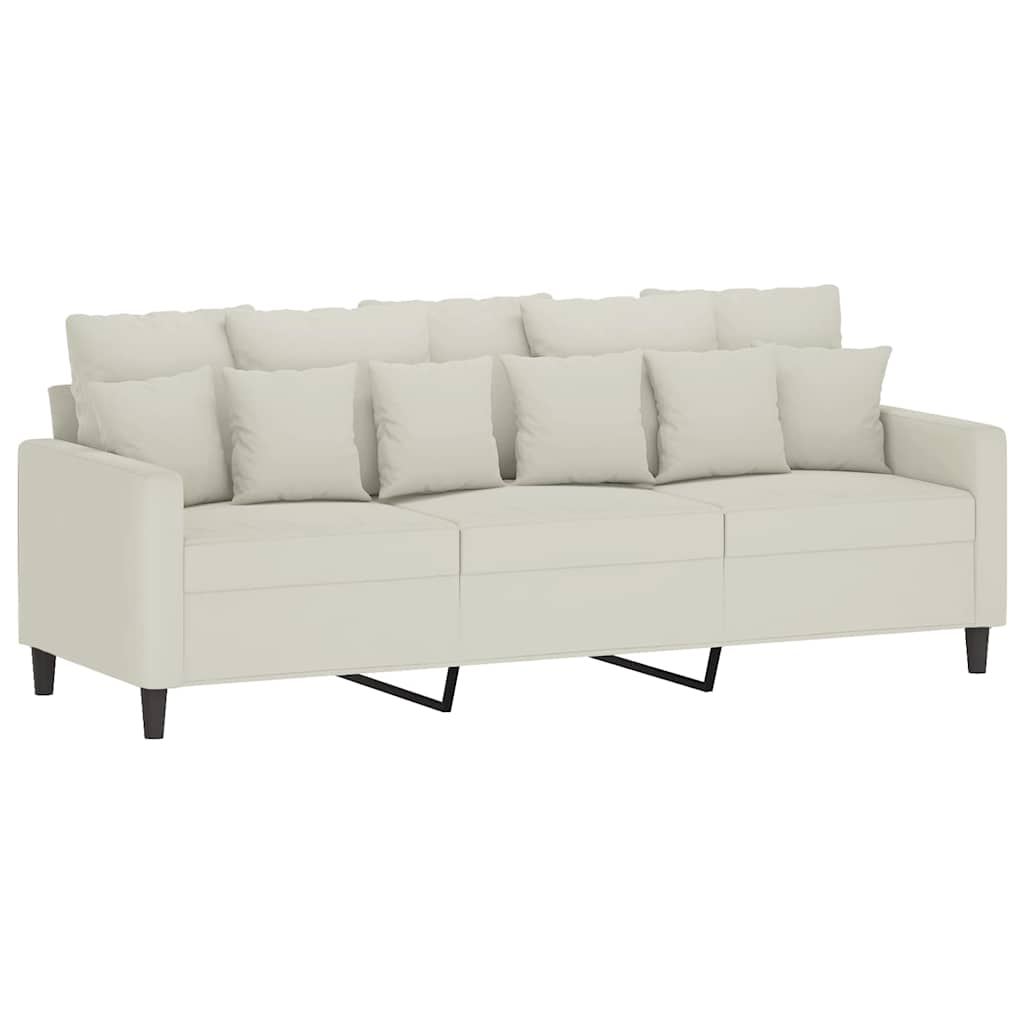 3-dijelni set sofa s jastucima krem baršunasti