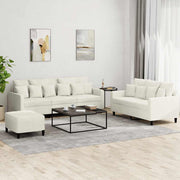 3-dijelni set sofa s jastucima krem baršunasti