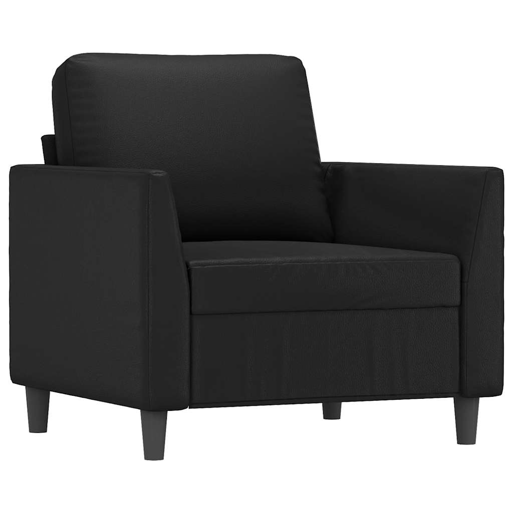 3-dijelni set sofa s jastucima crni od umjetne kože