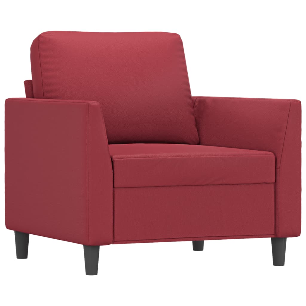 3-dijelni set sofa s jastucima boja vina od umjetne kože