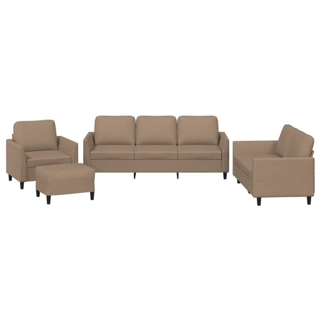 4-dijelni set sofa s jastucima boja cappuccina od umjetne kože