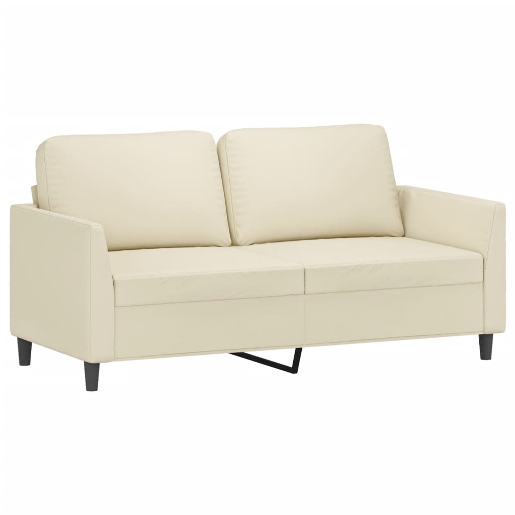 3-dijelni set sofa s jastucima krem od umjetne kože
