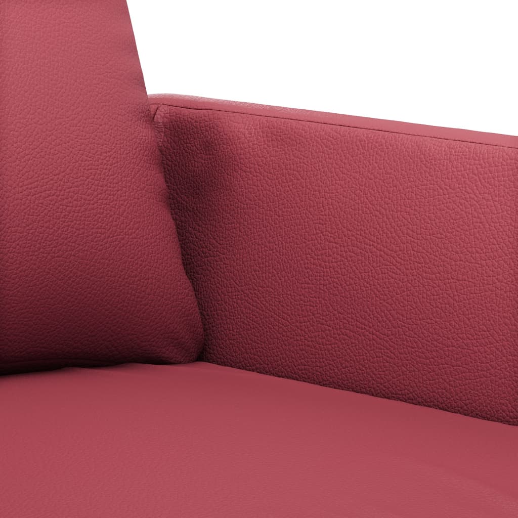 3-dijelni set sofa s jastucima boja vina od umjetne kože