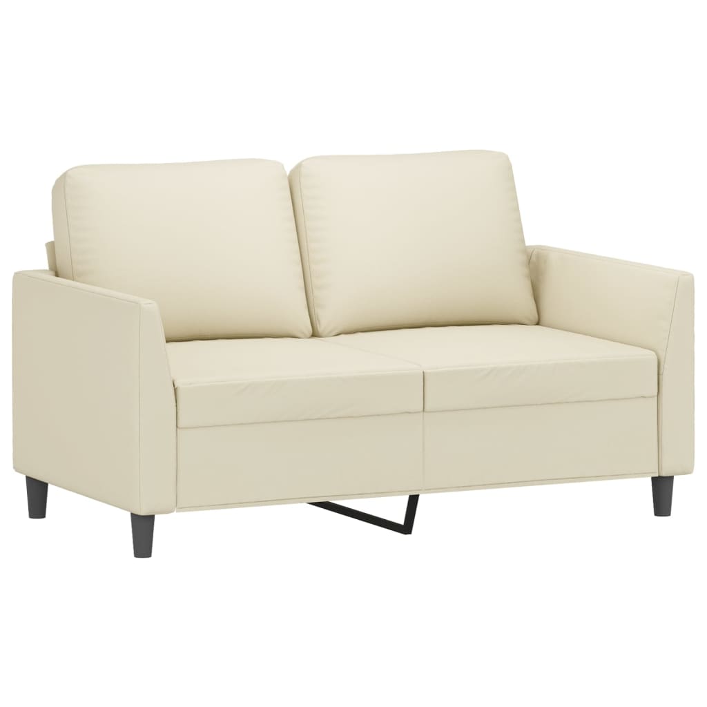 2-dijelni set sofa s jastucima krem od umjetne kože