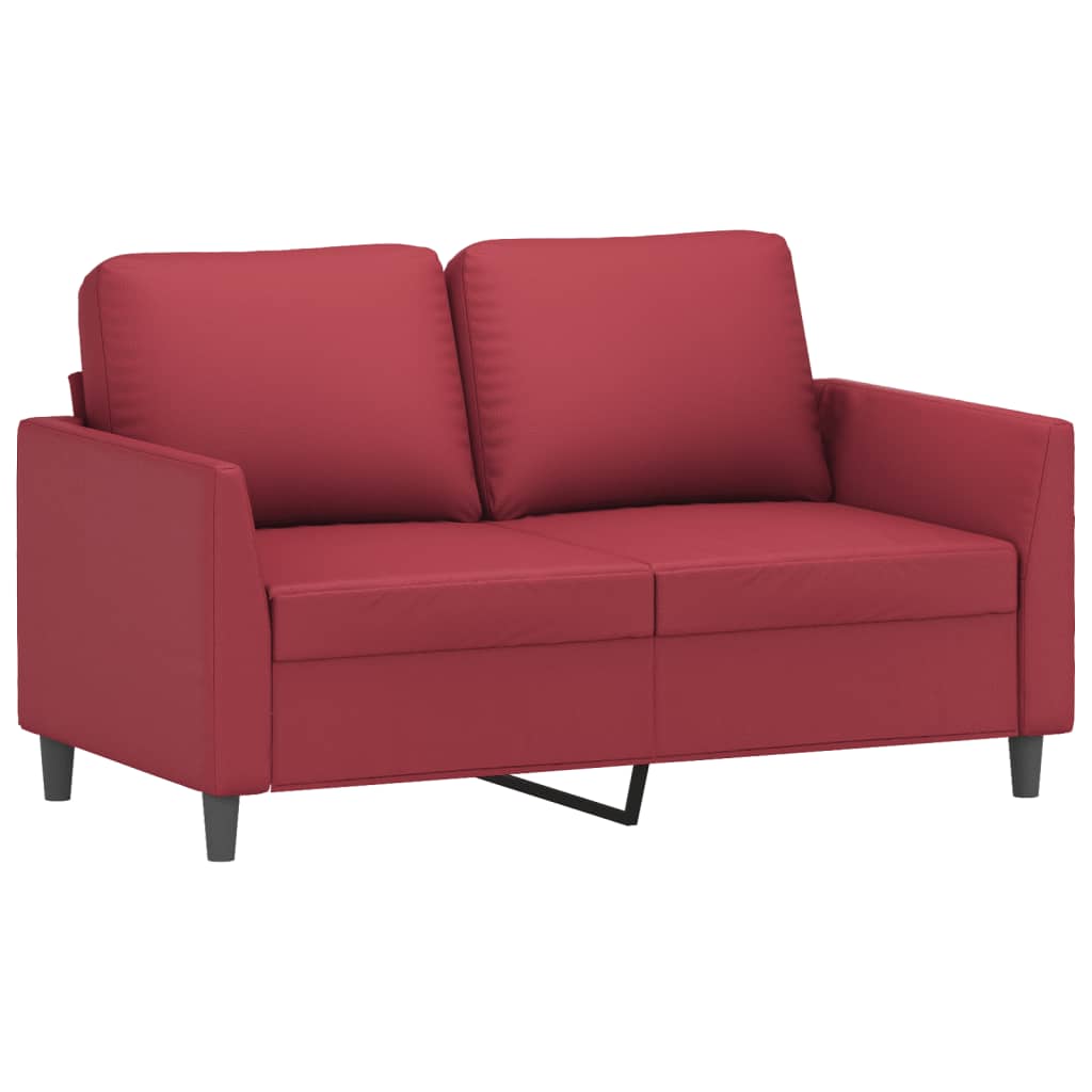 3-dijelni set sofa s jastucima boja vina od umjetne kože