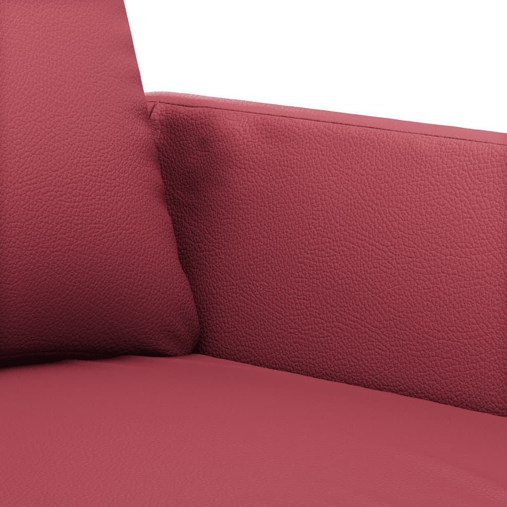 3-dijelni set sofa s jastucima boja vina od umjetne kože