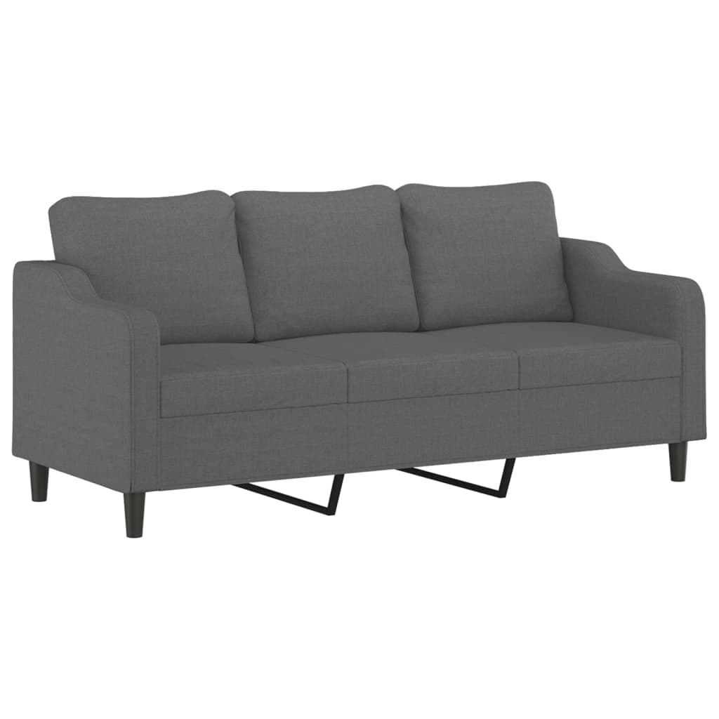 3-dijelni set sofa s jastucima tamnosivi od tkanine
